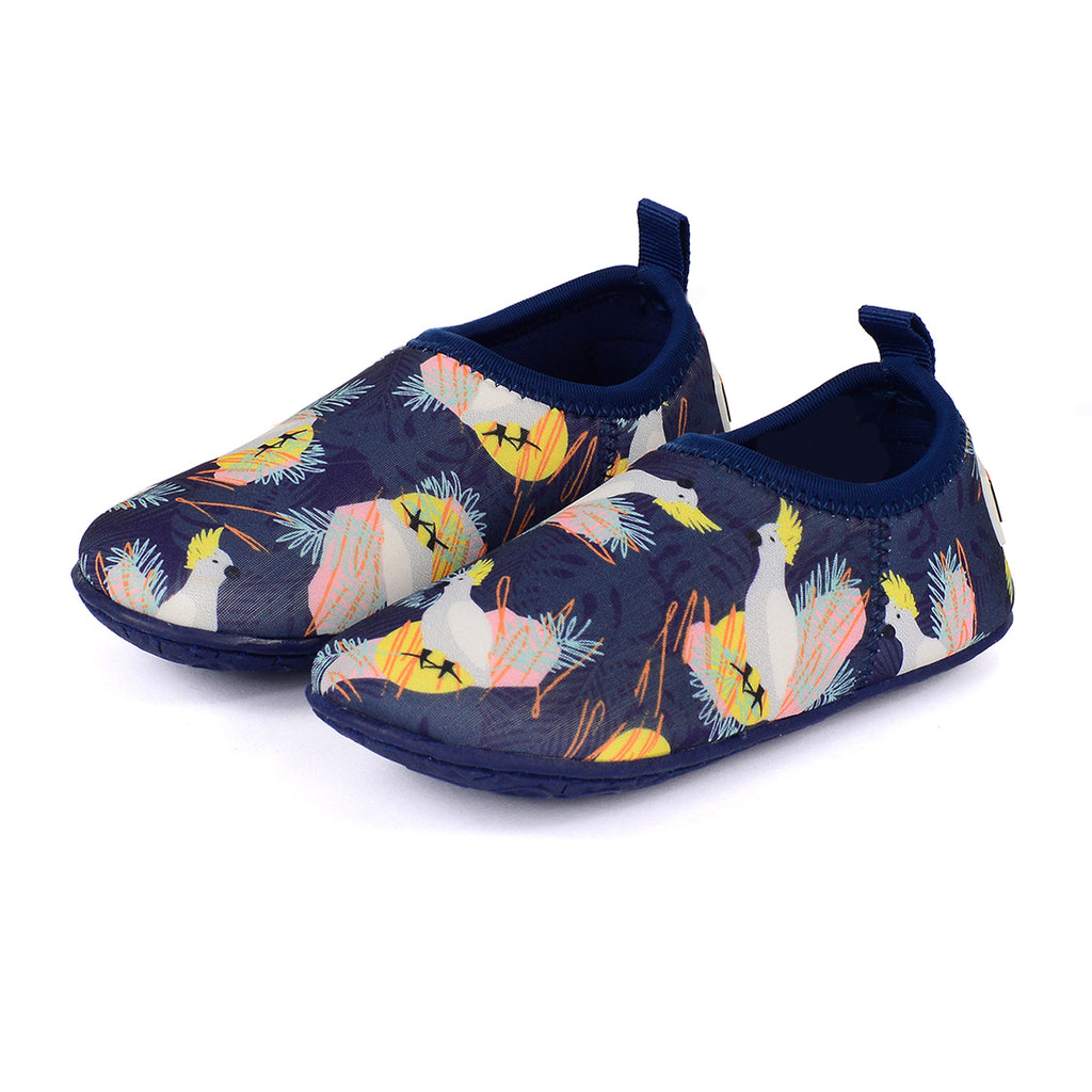 Kids water shoes cockatoo print